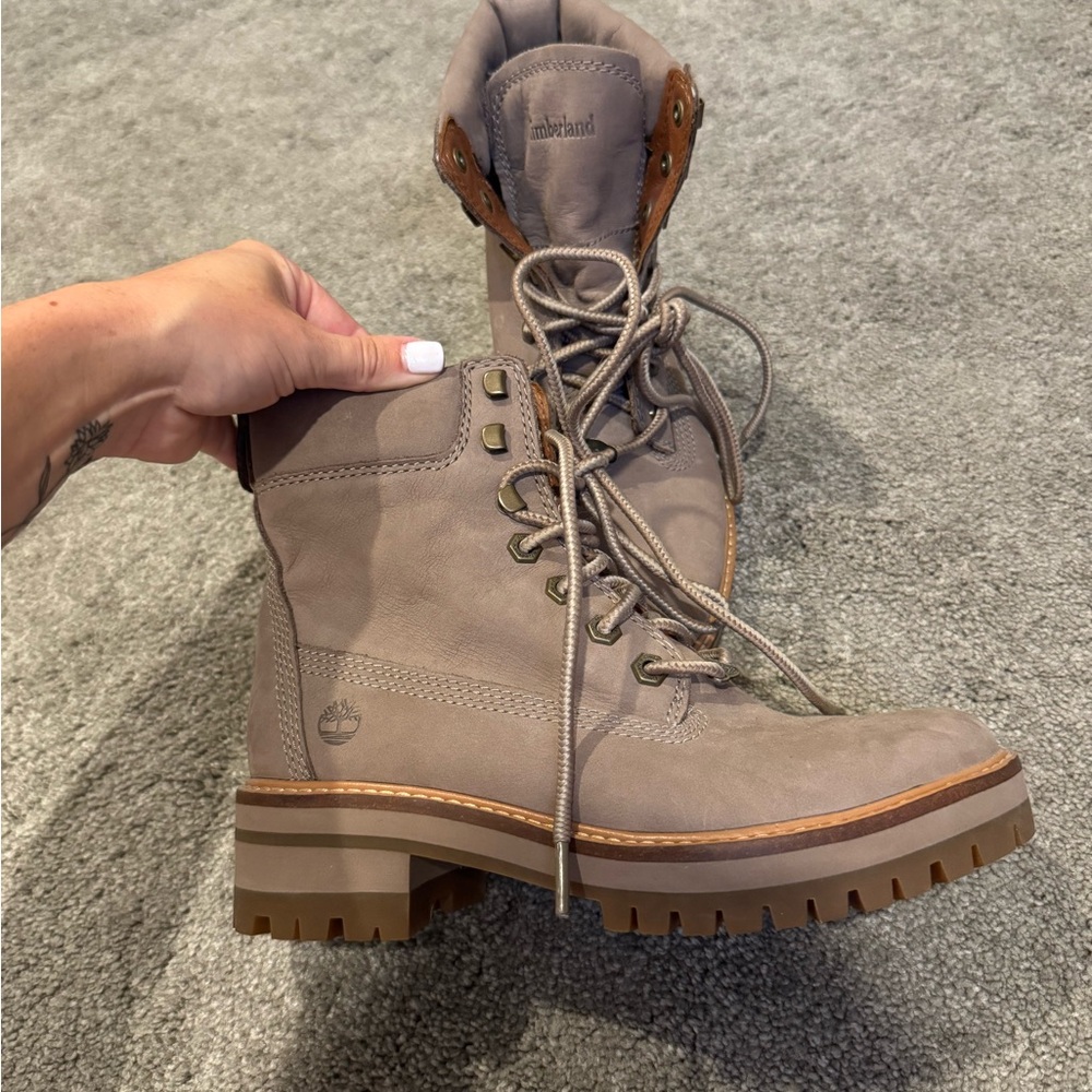 Timberland Women's Gray Lace-Up Combat Boots